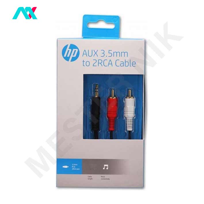 کابل صدا AUX 3.5mm به 2RCA برند HP به طول 3 متر