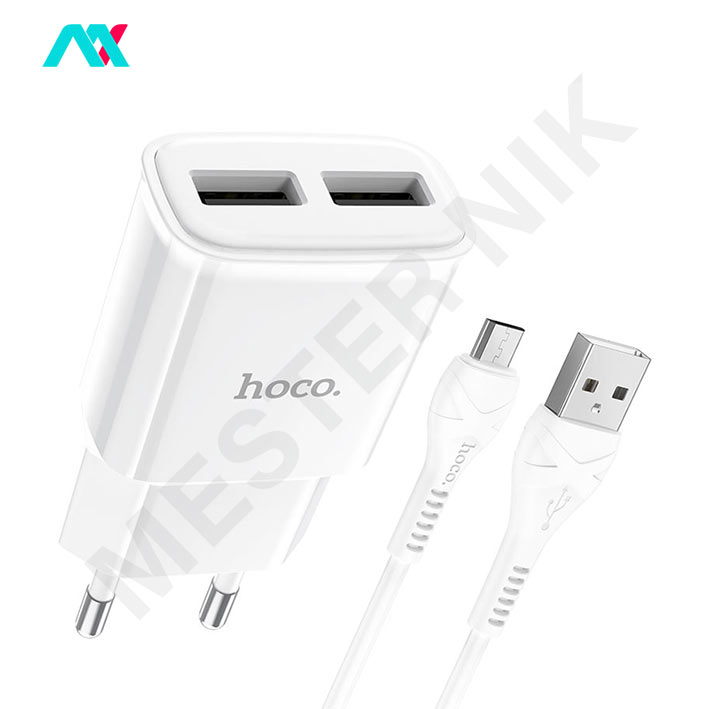 شارژر دیواری دو پورت USB-A هوکو مدل C88A به همراه کابل MicroUSB