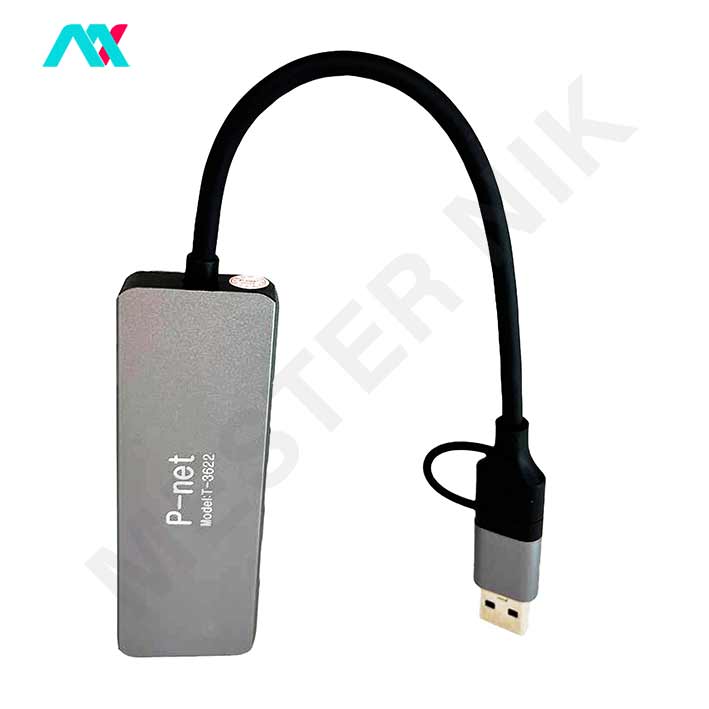 هاب 4 پورت USB3.1 تایپ سی P-NET مدل T-3622