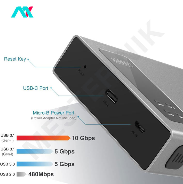 باکس هارد دیسک 2.5 اینچی دوبل USB3.1 یونیتک مدل Y-3371