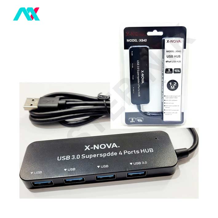 هاب USB3.0 چهار پورت X-NOVA با سری USB-A مدل X840